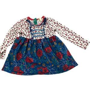 Matilda Jane Girl's Floral Winter Berry Make Believe Holiday Top Size 18-24M